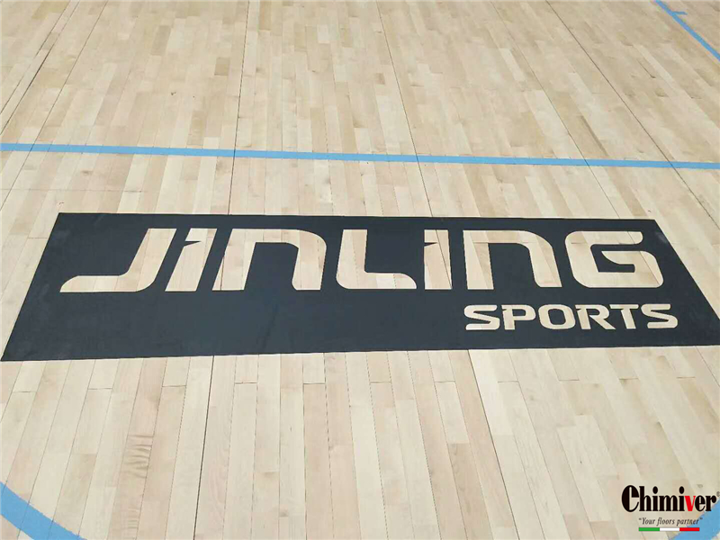 凯美沃FIBA上海篮球馆体育彩漆运动木地板画线漆LOGO案例