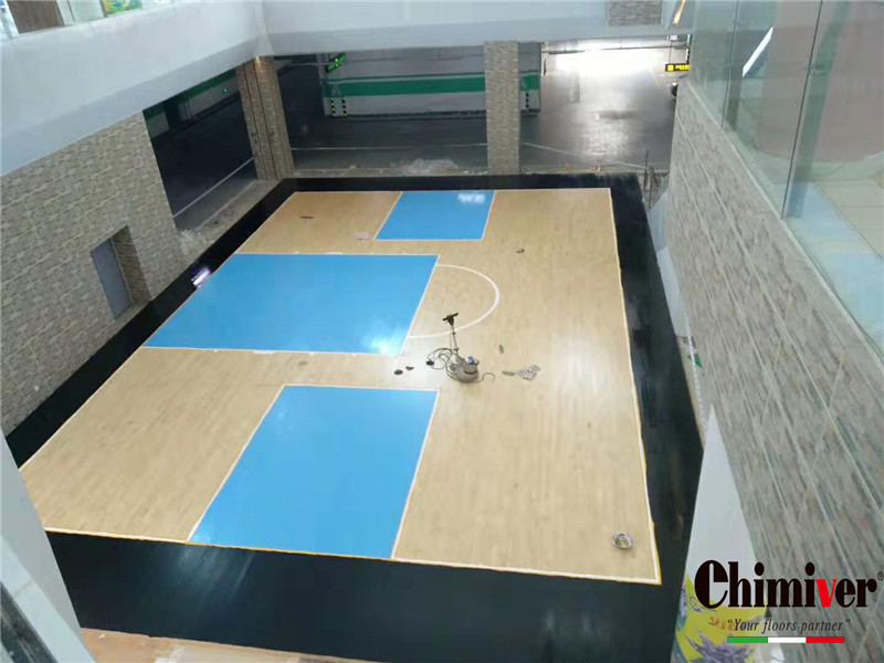 凯美沃无锡尚篮球馆翻新保养彩漆施工案例