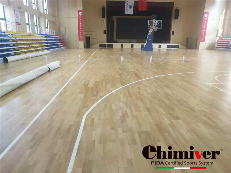 湖南长沙麓山国际实验小学体育馆地板保施工案例